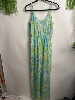 Lilly Pulitzer Pink-Trim Aqua Floral Dress